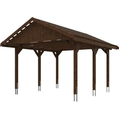 SKANHOLZ Wallgau Carport - Nussbaum - 430x500cm - Satteldach SKANHOLZ Wallgau Carport - Nussbaum - 430x500cm - Satteldach