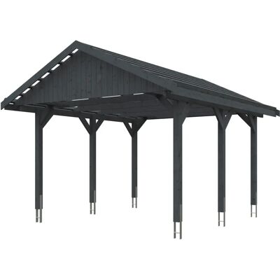 SKANHOLZ Wallgau Carport - Nussbaum - 430x500cm - First 326cm - Wetterfest SKANHOLZ Wallgau Carport - Nussbaum - 430x500cm - First 326cm - Wetterfest