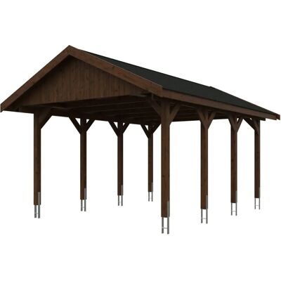 Skanholtz Wallgau Carport - Einzelcarport, Walnuss, 430x600cm Skanholtz Wallgau Carport - Einzelcarport, Walnuss, 430x600cm