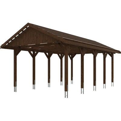 SKANHOLZ Wallgau Carport - Nussbaum - 430x750cm - Satteldach SKANHOLZ Wallgau Carport - Nussbaum - 430x750cm - Satteldach