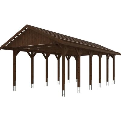 SKANHOLZ Wallgau Einzelcarport - Braun - 430x900cm, mit Dachlattung SKANHOLZ Wallgau Einzelcarport - Braun - 430x900cm, mit Dachlattung