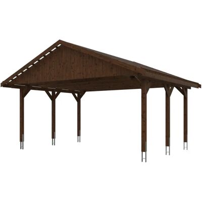 SkanHolz Wallgau Doppelcarport - 620x500cm, Braun SkanHolz Wallgau Doppelcarport - 620x500cm, Braun