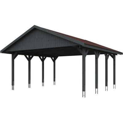 SKANHOLZ Carport Wallgau - lasiert, grau, 620x600 cm - Carport SKANHOLZ Carport Wallgau - lasiert, grau, 620x600 cm - Carport