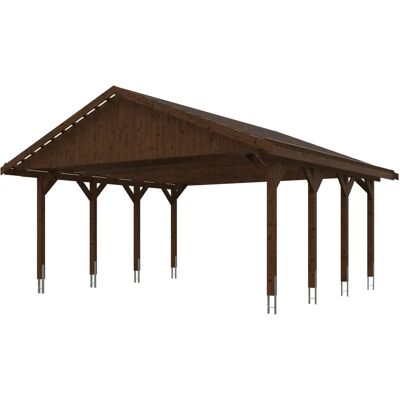 SKANHOLZ Wallgau Doppelcarport - Walnuss - Wetterfest - 2 Fahrzeuge SKANHOLZ Wallgau Doppelcarport - Walnuss - Wetterfest - 2 Fahrzeuge