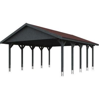 Skan Holz Carport Wallgau - Grau, 620x750 cm, Firsthöhe 354 cm - Carport Skan Holz Carport Wallgau - Grau, 620x750 cm, Firsthöhe 354 cm - Carport
