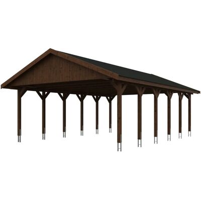 SKANHOLZ Carport Wallgau - 620x900cm, Braun - Doppel, Satteldach SKANHOLZ Carport Wallgau - 620x900cm, Braun - Doppel, Satteldach