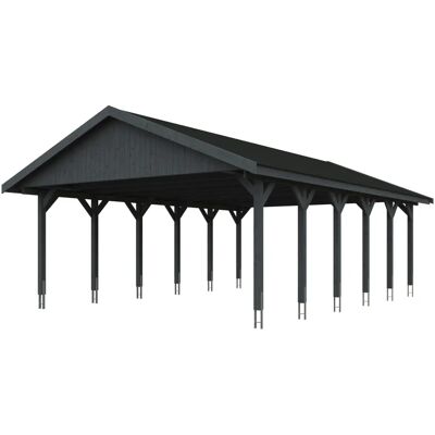 SKANHOLZ Wallgau Carport - 620x900cm, Firsthöhe 354cm, lasiert - grau SKANHOLZ Wallgau Carport - 620x900cm, Firsthöhe 354cm, lasiert - grau