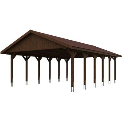 SKANHOLZ Wallgau Carport - 620x900 cm, Braun, Doppel, UV-beständig SKANHOLZ Wallgau Carport - 620x900 cm, Braun, Doppel, UV-beständig