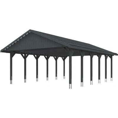 SKANHOLZ Wallgau Carport - 620x900cm, Schiefergrau, 2 Fahrzeuge SKANHOLZ Wallgau Carport - 620x900cm, Schiefergrau, 2 Fahrzeuge