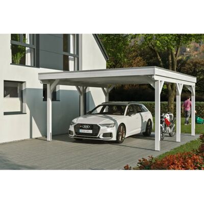 SKANHOLZ Grunewald Carport - Weiß, Aluminiumdach, 427x554cm SKANHOLZ Grunewald Carport - Weiß, Aluminiumdach, 427x554cm