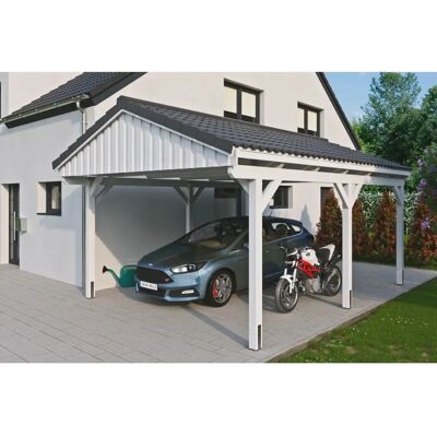 SKANHOLZ Fichtelberg Carport - Weiß, 423x566cm, 1 Fahrzeug SKANHOLZ Fichtelberg Carport - Weiß, 423x566cm, 1 Fahrzeug
