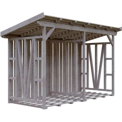 Skanholtz Max 2 Natürlicher Holzunterstand - Holzlagerung Skanholtz Max 2 Natürlicher Holzunterstand - Holzlagerung