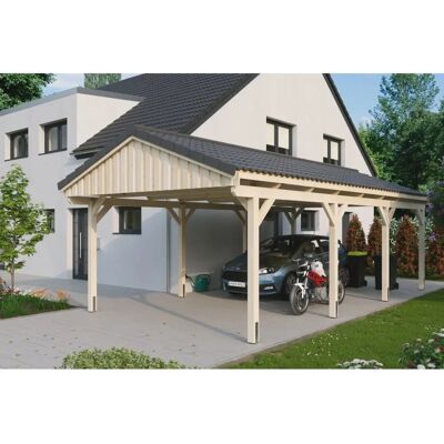 SKANHOLZ Fichtelberg Carport - Beige, 423x808 cm, Satteldach SKANHOLZ Fichtelberg Carport - Beige, 423x808 cm, Satteldach