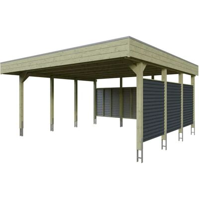 SKANHOLZ Friesland Set 13 Doppelcarport - 2 Fahrzeuge, Grün, Flachdach SKANHOLZ Friesland Set 13 Doppelcarport - 2 Fahrzeuge, Grün, Flachdach