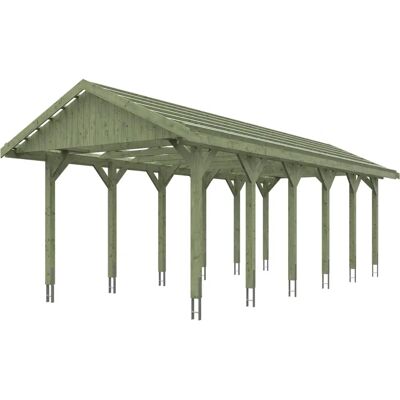 SkanHolz Wallgau Carport - Imprägniert, 380x900cm, Grün - Carport für 1 Fahrzeug SkanHolz Wallgau Carport - Imprägniert, 380x900cm, Grün - Carport für 1 Fahrzeug