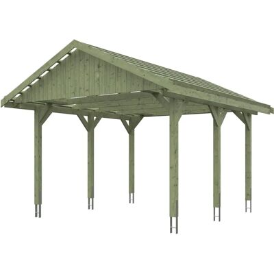 SkanHolz Wallgau Carport - Imprägniert, 430x500cm, Grün SkanHolz Wallgau Carport - Imprägniert, 430x500cm, Grün
