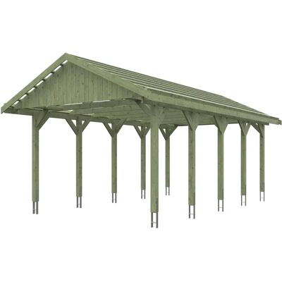 SkanHolz Wallgau Carport - Imprägniert, 430x750cm, Grün SkanHolz Wallgau Carport - Imprägniert, 430x750cm, Grün