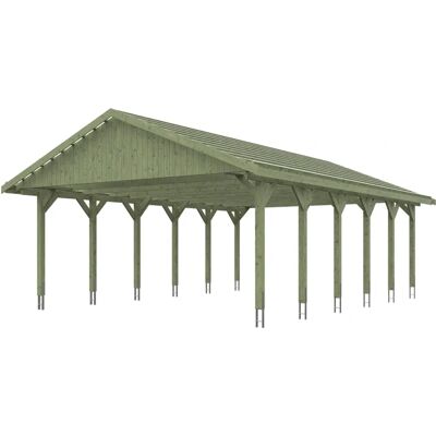 SKANHOLZ Wallgau Doppelcarport - 620x900cm, Grün, 2 Fahrzeuge SKANHOLZ Wallgau Doppelcarport - 620x900cm, Grün, 2 Fahrzeuge