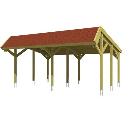 Skanholz Harz Doppelcarport - Kiefernholz, Grün, 624x560 cm - Carport Skanholz Harz Doppelcarport - Kiefernholz, Grün, 624x560 cm - Carport
