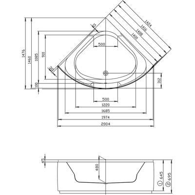 Hoesch Spectra Eckwanne - 1416mm mit loser Schürze Hoesch Spectra Eckwanne - 1416mm mit loser Schürze