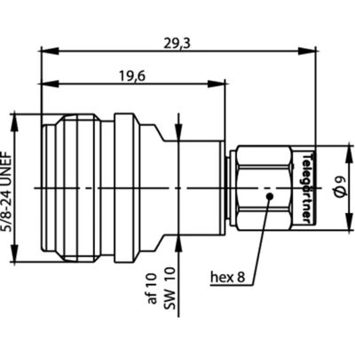 Telegaertner J01027T0016 N-connector female - SMA plug coax adapter Telegaertner J01027T0016 N-connector female - SMA plug coax adapter