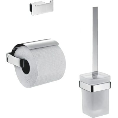 Emco Loft WC-Set - Modernes chrom Badezimmerzubehör mit WC-Papierhalter, Bürstengarnitur und Doppelhaken Emco Loft WC-Set - Modernes chrom Badezimmerzubehör mit WC-Papierhalter, Bürstengarnitur und Doppelhaken