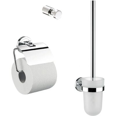 Emco Polo WC-Set - Wandmontage mit chrom Serie, Toilettenpapierhalter, Bürstengarnitur, Haken Emco Polo WC-Set - Wandmontage mit chrom Serie, Toilettenpapierhalter, Bürstengarnitur, Haken