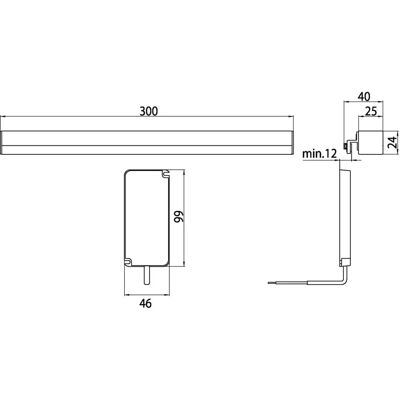 Emco Chrom LED-Spiegelleuchte - 300mm, Horizontal Emco Chrom LED-Spiegelleuchte - 300mm, Horizontal