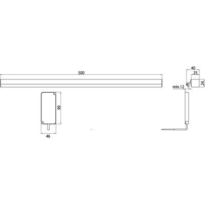 Emco LED-Spiegelklemmleuchte - Chrom, 500mm, IP20 Emco LED-Spiegelklemmleuchte - Chrom, 500mm, IP20