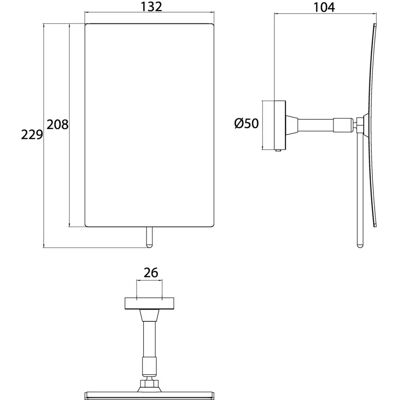 Emco Rundspiegel an Wand - 1 Arm, 3 Falten, Eckig - Chrom Emco Rundspiegel an Wand - 1 Arm, 3 Falten, Eckig - Chrom