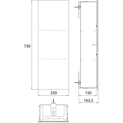 Módulo de armario empotrado Emco - Bisagra derecha, 730mm, negro mate Módulo de armario empotrado Emco - Bisagra derecha, 730mm, negro mate