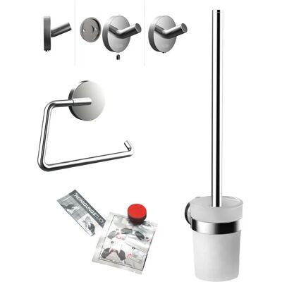 Emco Rund WC-Set - Wandmontage mit Papierhalter, Bürstengarnitur & Klebe-Set Emco Rund WC-Set - Wandmontage mit Papierhalter, Bürstengarnitur & Klebe-Set