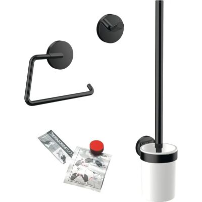 Emco Round Toilet Set with Paper Holder, Brush, Adhesive - Toilet Set Emco Round Toilet Set with Paper Holder, Brush, Adhesive - Toilet Set