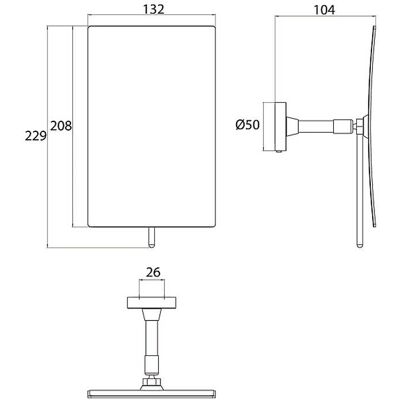 Emco Rund Wandspiegel - 1 Arm, 3 Falten, 132x208mm - Wandmontage Emco Rund Wandspiegel - 1 Arm, 3 Falten, 132x208mm - Wandmontage