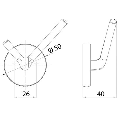 Emco Doppelhaken rund 40mm - Wandmontage - Serie ROUND Emco Doppelhaken rund 40mm - Wandmontage - Serie ROUND