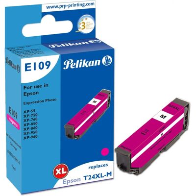 Cartouche d'encre Pelikan E109 - Magenta - Haute capacité (XL) - Compatible Epson T24XL - Publicité Cartouche d'encre Pelikan E109 - Magenta - Haute capacité (XL) - Compatible Epson T24XL - Publicité