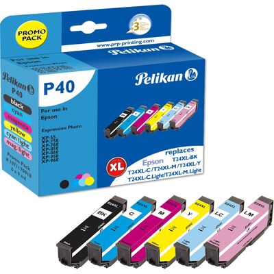 Cartouche d'encre Pelikan P40 - Haute capacité noir cyan magenta jaune Cartouche d'encre Pelikan P40 - Haute capacité noir cyan magenta jaune