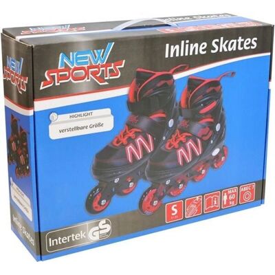 New Sports Inline Skates - schwarz/rot, verstellbar, PU-Rollen New Sports Inline Skates - schwarz/rot, verstellbar, PU-Rollen