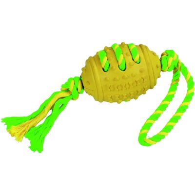 Ballon et corde PVC/coton vert-jaune - Jouet pour chien Ballon et corde PVC/coton vert-jaune - Jouet pour chien