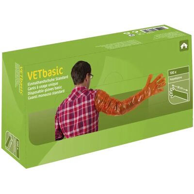 Kerbl VETbasic engångshandskar - 90cm, orange, 100 stuks Kerbl VETbasic engångshandskar - 90cm, orange, 100 stuks