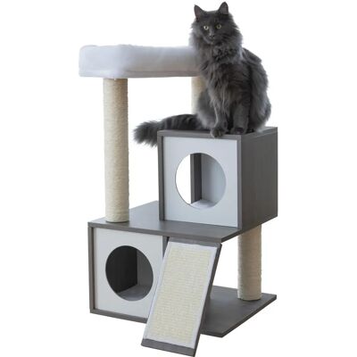 Kerbl Kratzbaum MDF Holz Sisal - 48x44x86cm - Weiß/Grau - Katzenspielbaum Kerbl Kratzbaum MDF Holz Sisal - 48x44x86cm - Weiß/Grau - Katzenspielbaum