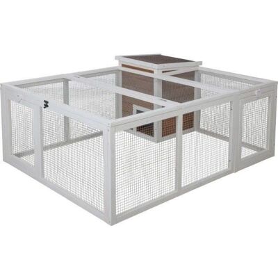 KERBL Utomhusinhängnad för smådjur - 132 x 102 x 59 cm - Trähus och nätvägg KERBL Utomhusinhängnad för smådjur - 132 x 102 x 59 cm - Trähus och nätvägg
