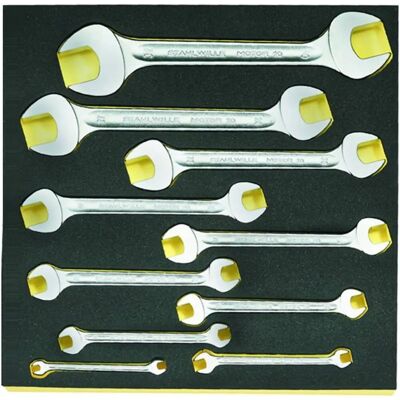 Stahlwille - Werkzeugablage mit Doppelmaulschlüssel-Set - Sicher, Chemikalienbeständig, 10 Stück Stahlwille - Werkzeugablage mit Doppelmaulschlüssel-Set - Sicher, Chemikalienbeständig, 10 Stück