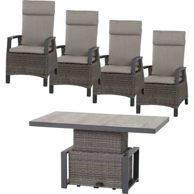 Siena Garden Corido Gartentisch-Set - Polyrattan, Aluminium, Grau Siena Garden Corido Gartentisch-Set - Polyrattan, Aluminium, Grau
