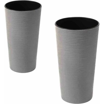 Voss Set mit 2 ECO Locon Pflanzgefäßen - Grau Ø 25 & 30cm - Für Innen Außen Voss Set mit 2 ECO Locon Pflanzgefäßen - Grau Ø 25 & 30cm - Für Innen Außen