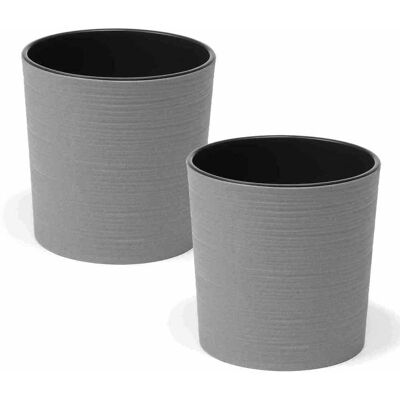 VOSS.garden Eco Lens 30cm Pot de Fleurs Gris - Contenant de Jardin Intérieur/Extérieur - Publicité VOSS.garden Eco Lens 30cm Pot de Fleurs Gris - Contenant de Jardin Intérieur/Extérieur - Publicité