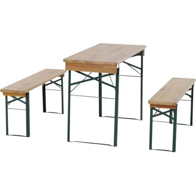 FUNSTAR 944828 Garten Tisch und Bänke-Set - Stahl, Grün, Natur Kiefer FUNSTAR 944828 Garten Tisch und Bänke-Set - Stahl, Grün, Natur Kiefer