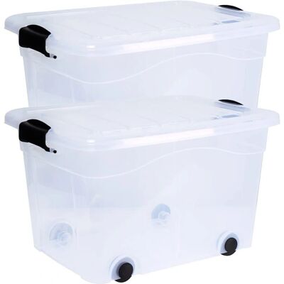 SIENA HOME Anzio Boîte de Rangement - 20L, Transparente, avec Roues - Publicité SIENA HOME Anzio Boîte de Rangement - 20L, Transparente, avec Roues - Publicité