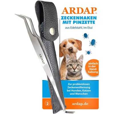 Ardap Care GmbH Zeckenentferner - Edelstahl, mit Pinzette, Etui Ardap Care GmbH Zeckenentferner - Edelstahl, mit Pinzette, Etui