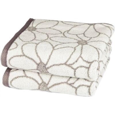 Ross Blütenfond Handtücher Set aus 2 Beige Blumenmuster - Handtücher Ross Blütenfond Handtücher Set aus 2 Beige Blumenmuster - Handtücher